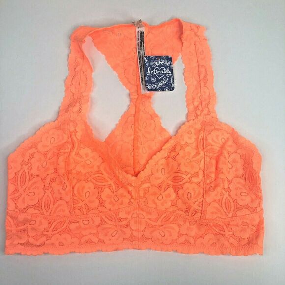 NEW Free People Intimately Galloon Lace Racerback Bralette Orange XS - Picture 2 of 5